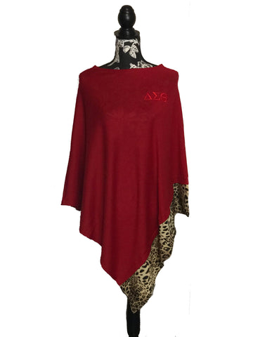 Delta Sigma Theta DST Crimson Leopard Trim Poncho